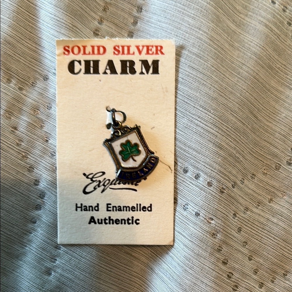 Solid Silver Ireland Charm with Green and Blue Enamel